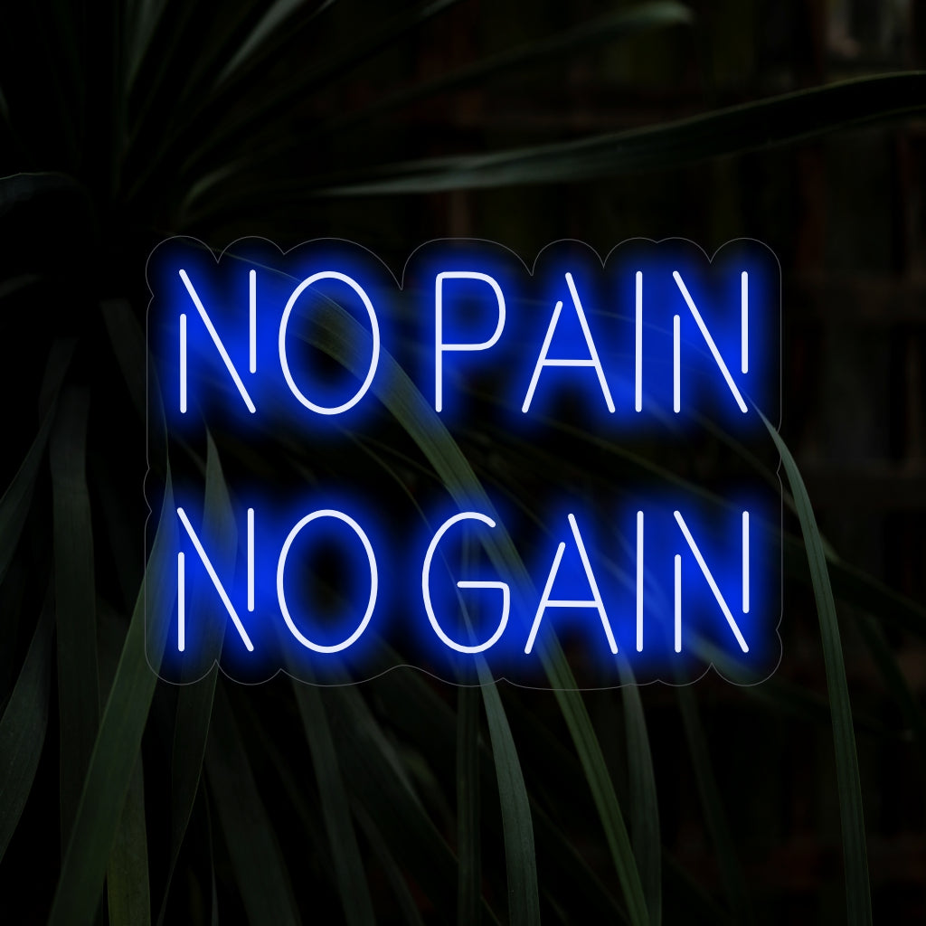 "Placa de neon "No Pain No Gain" é um acessório dinâmico e motivacional, ideal para espaços que inspiram dedicação e esforço. Ilumine com o espírito da resiliência!