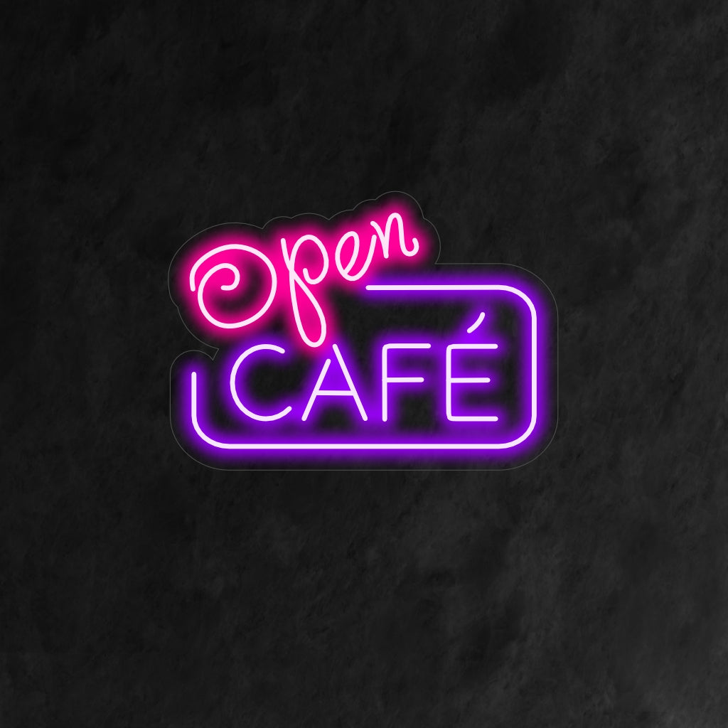 "Open Cafe Neon Sign" é um toque acolhedor e convidativo, perfeito para espaços que celebram o aconchego de uma cafeteria. Ilumine com a promessa de portas abertas e um ambiente aconchegante!