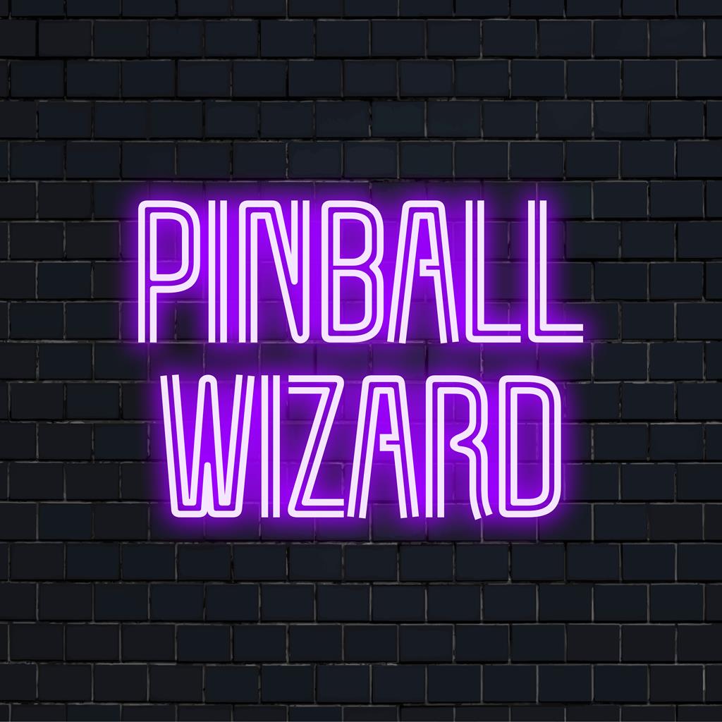 Placa de neon LED Pimball Wizard; uma peça deslumbrante para quem busca brilho neon personalizado e decoração de luz sob medida.