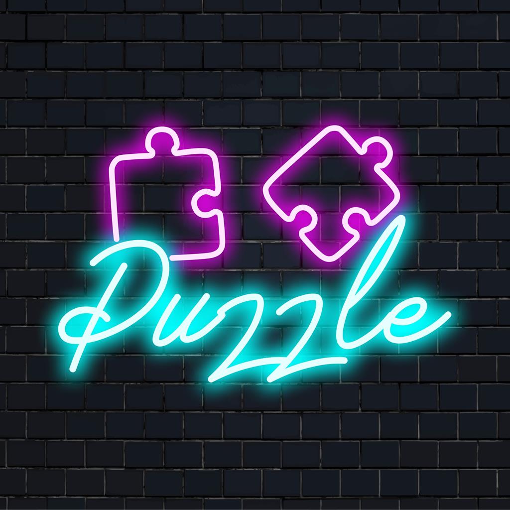Placa de LED neon colorida e complexa em formato de quebra-cabeça; decoração de parede neon perfeita para iluminar qualquer ambiente com design de LED personalizado.
