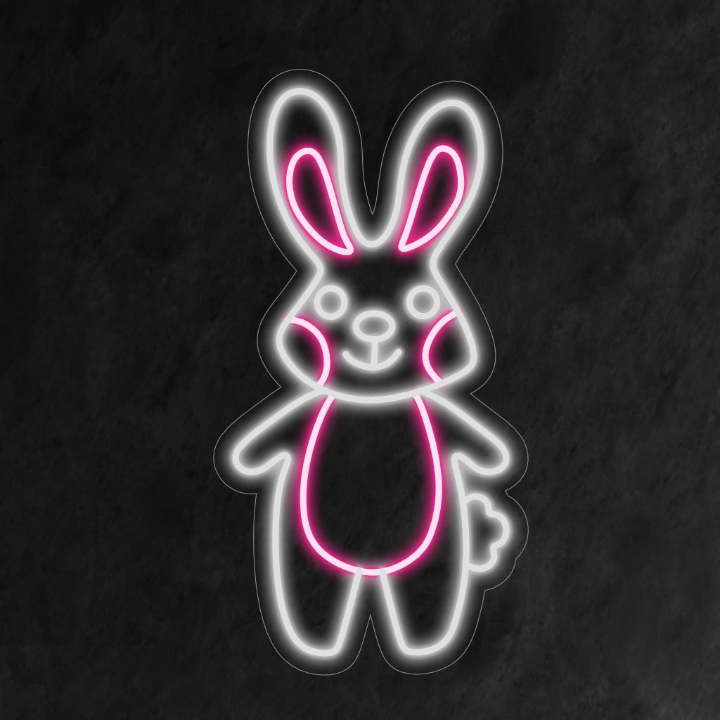 "Placa de Neon de Coelho" é uma adição adorável e excêntrica, perfeita para espaços que celebram o charme dos coelhos. Ilumine com a fofura e a alegria dessas criaturas peludas!