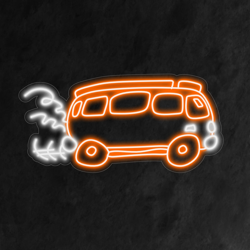 "Placa de neon retrô para ônibus" irradia nostalgia com seu design vintage, adicionando um toque charmoso e único à sua decoração.