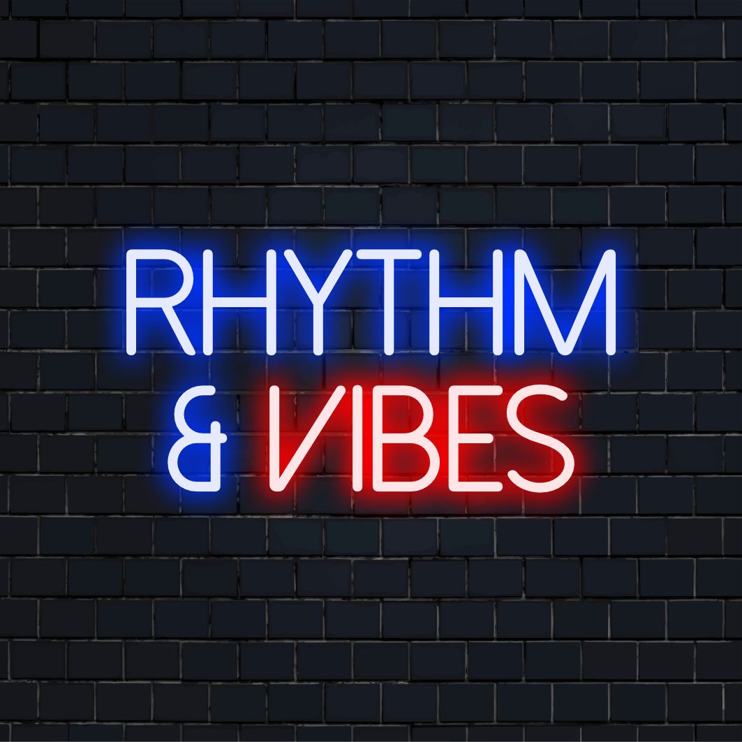 Letreiro de neon com ritmo e vibrações vibrantes - Iluminando espaços, este design de LED personalizado adiciona um toque animado e personalizado.
