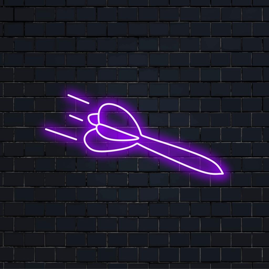 Letreiro de LED neon vibrante e personalizado para a Rocket Darts, perfeito para dar um toque pessoal a qualquer espaço. Arte com luzes neon.