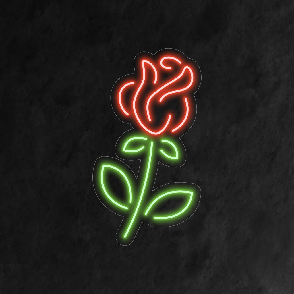 "O letreiro neon rosa irradia romance com sua silhueta delicada, adicionando um toque atemporal e encantador ao seu interior."