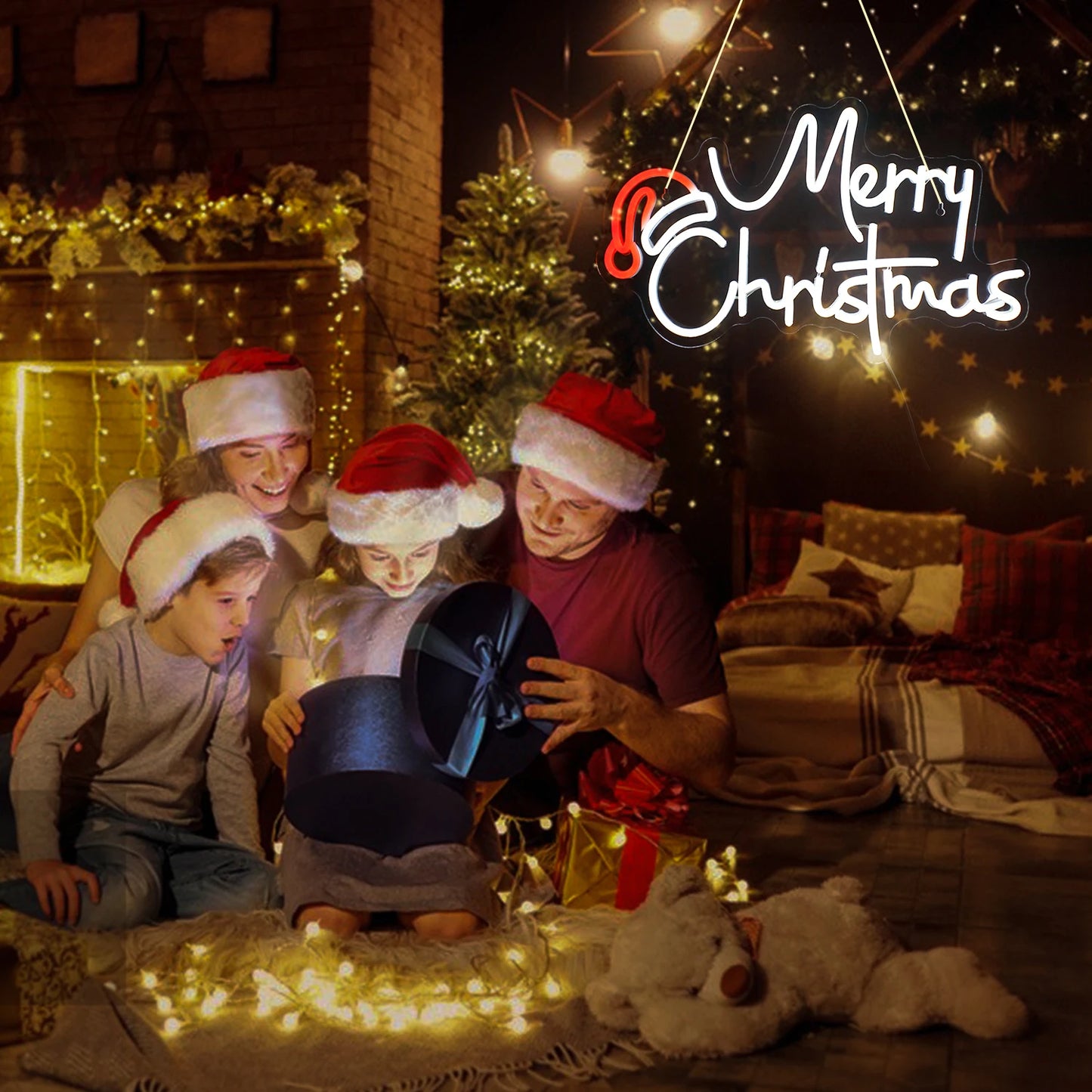 Placa de LED "Feliz Natal" 5V USB - Econômica