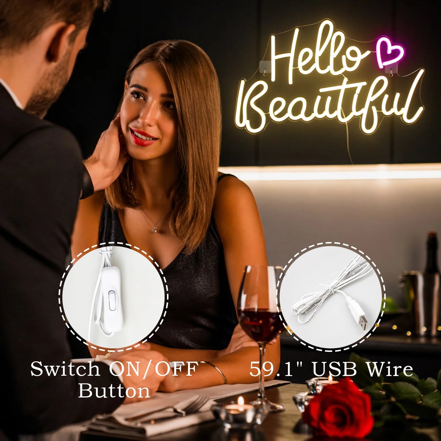 Olá Linda Letreiro de LED USB 5V - Econômico