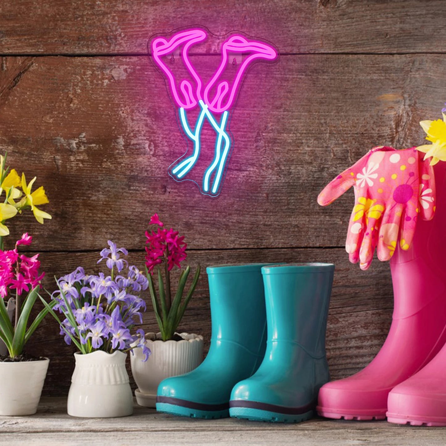 Letreiro de LED em Forma de Bota de Cowboy Rosa 5V USB - Econômico