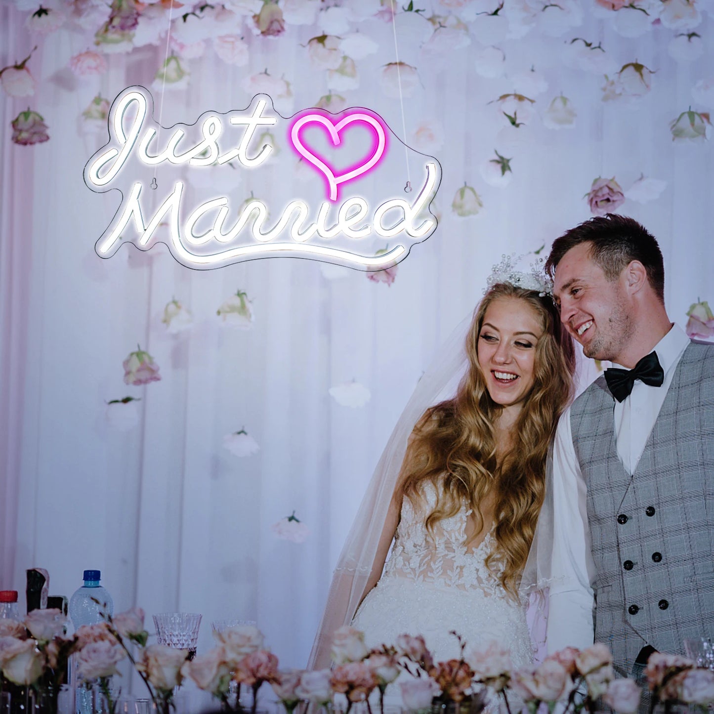 Letreiro de LED "Just Married" 5V USB - Econômico