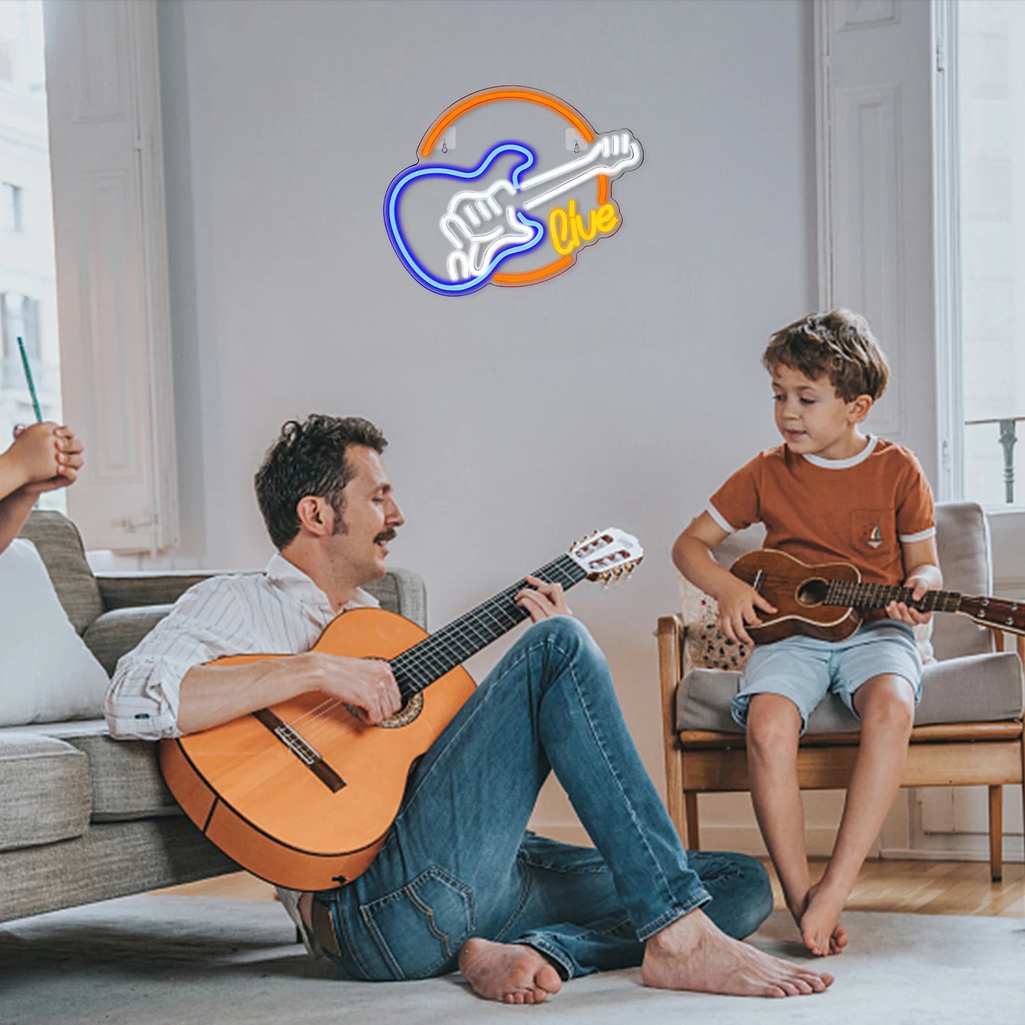 Letreiro de LED em Formato de Guitarra Musical 5V USB - Econômico