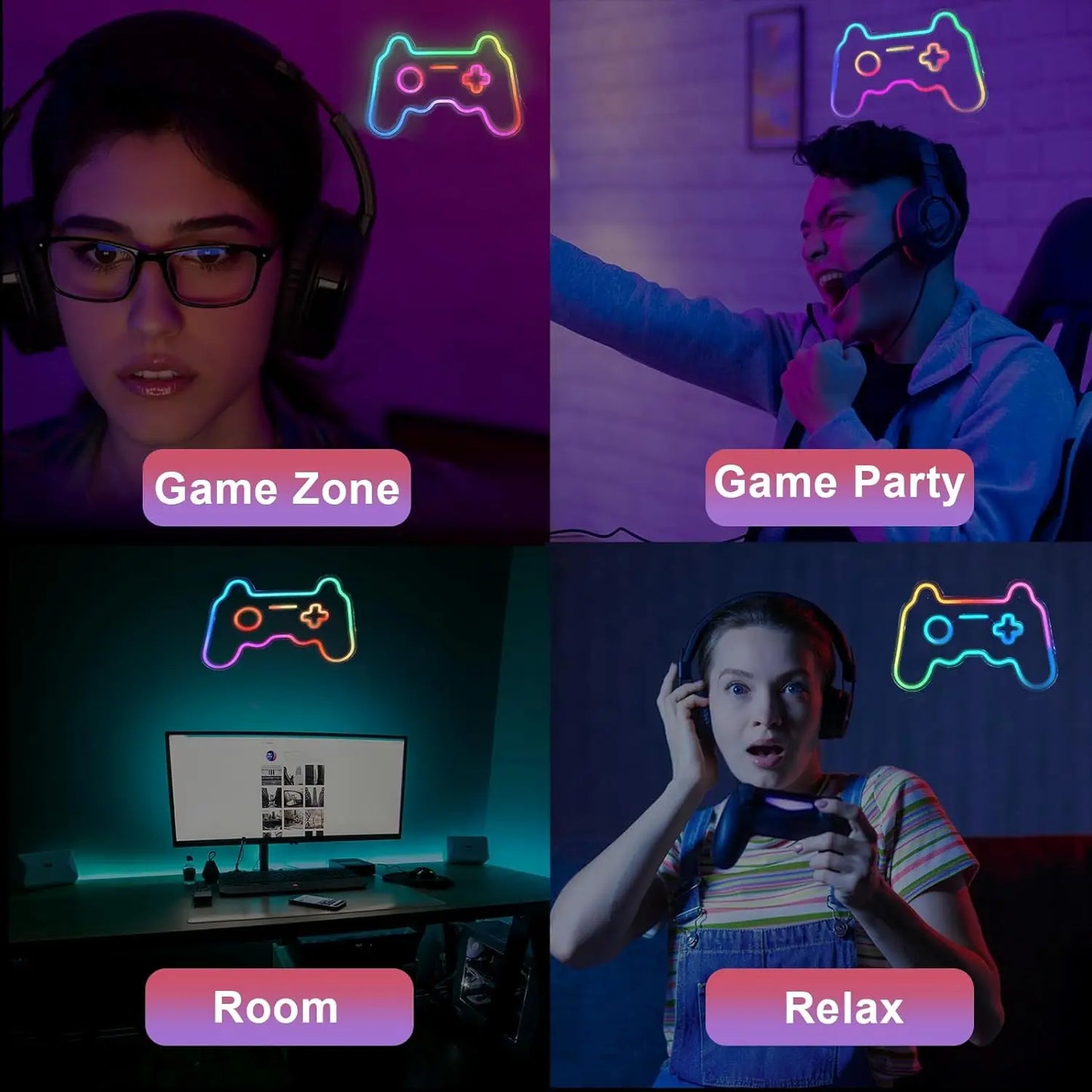 Letreiro de LED USB 5V para Gamers - Econômico