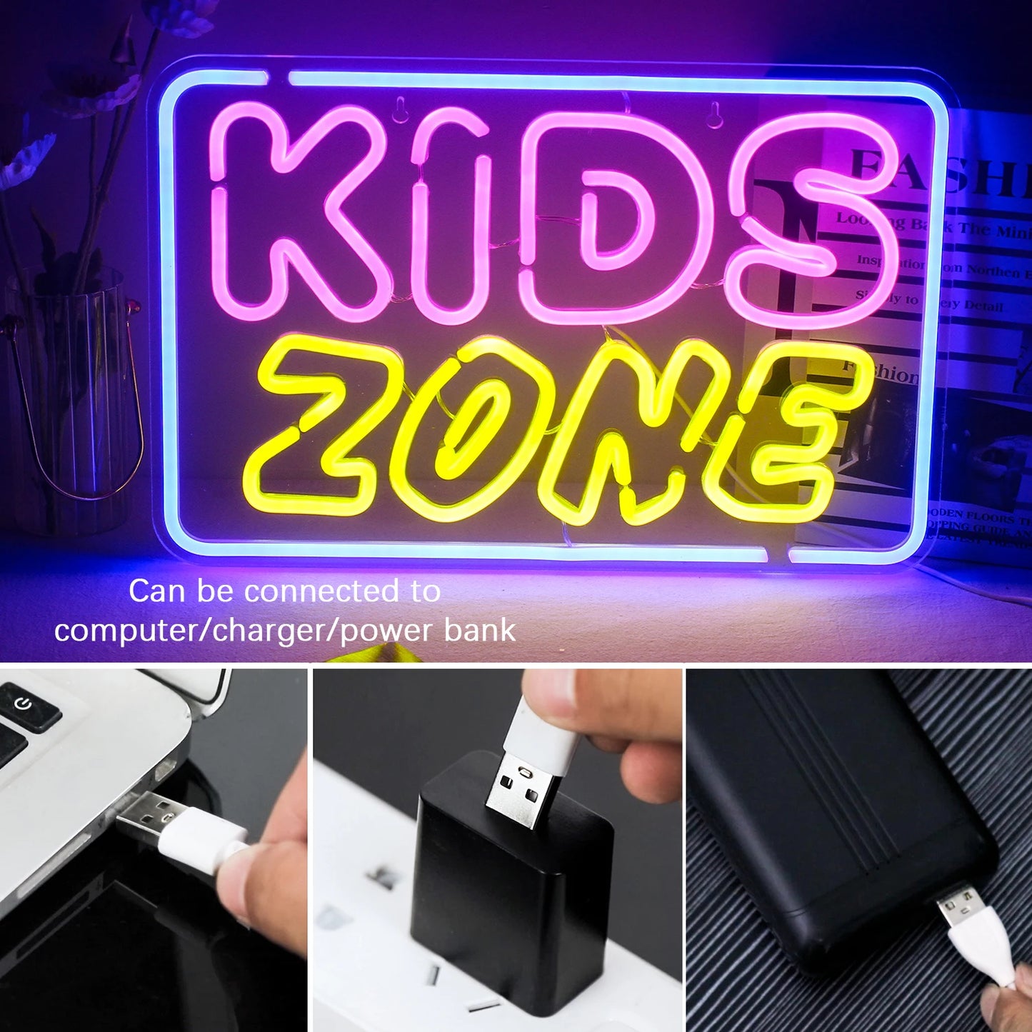 Letreiro de LED Zona Infantil 5V USB - Econômico
