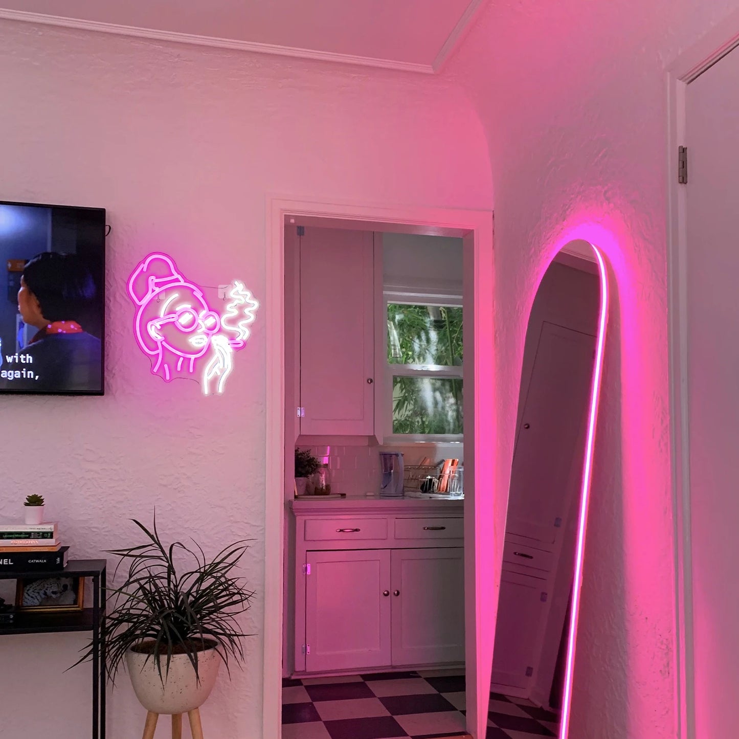 Letreiro de LED 5V USB "Garota Fumando" - Econômico