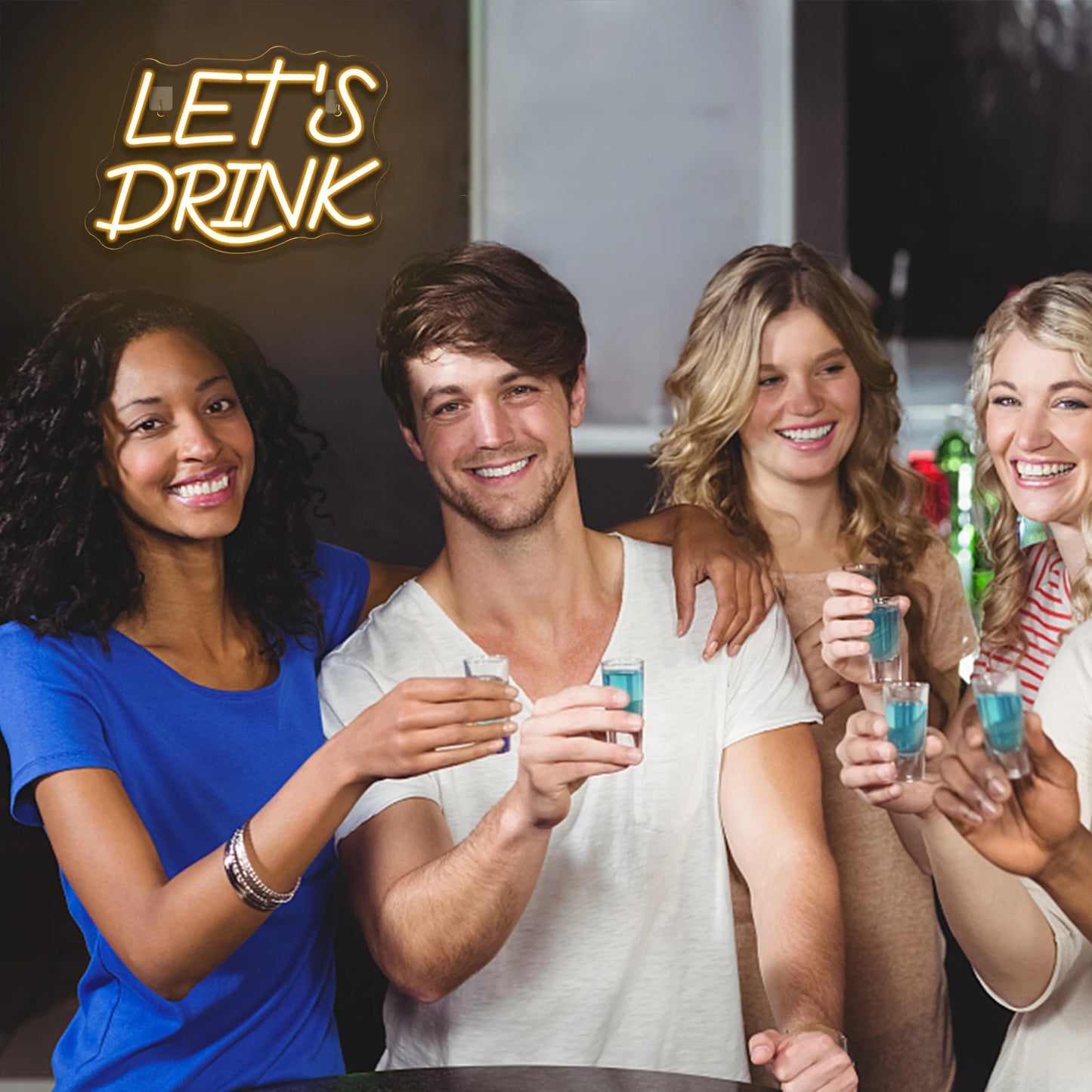 Letreiro de LED "Let's Drink" USB 5V - Econômico