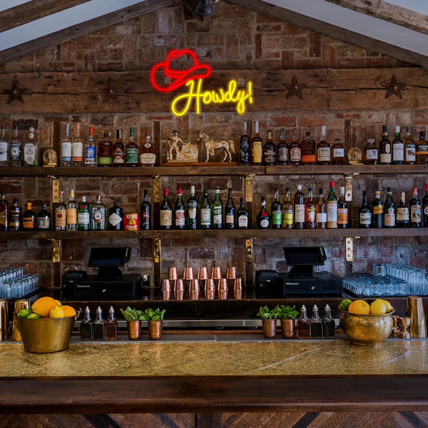 Howdy Chapéu de Cowboy Letreiro de LED USB 5V - Econômico