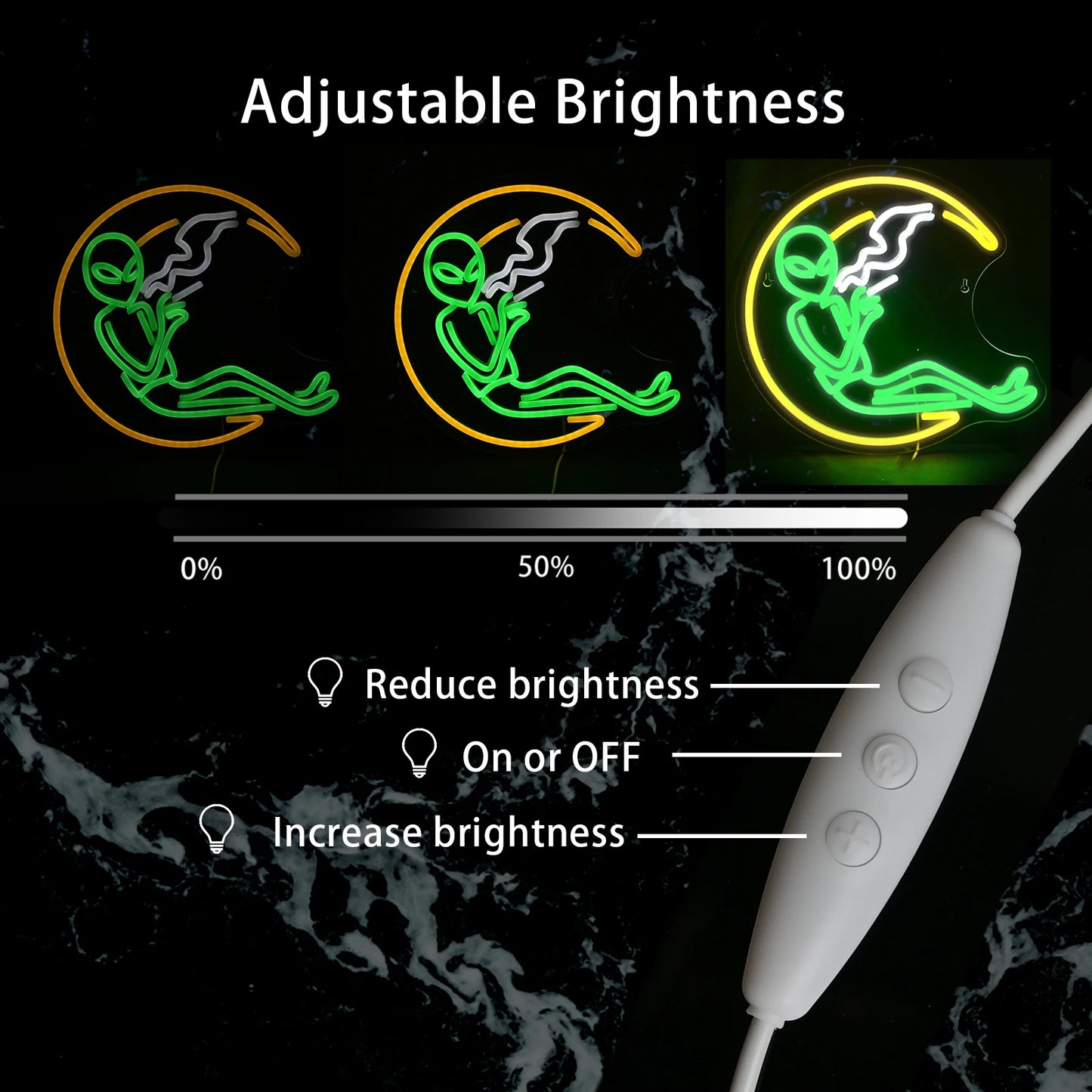 Letreiro de LED Alien Fumante em Forma de Lua 5V USB - Econômico