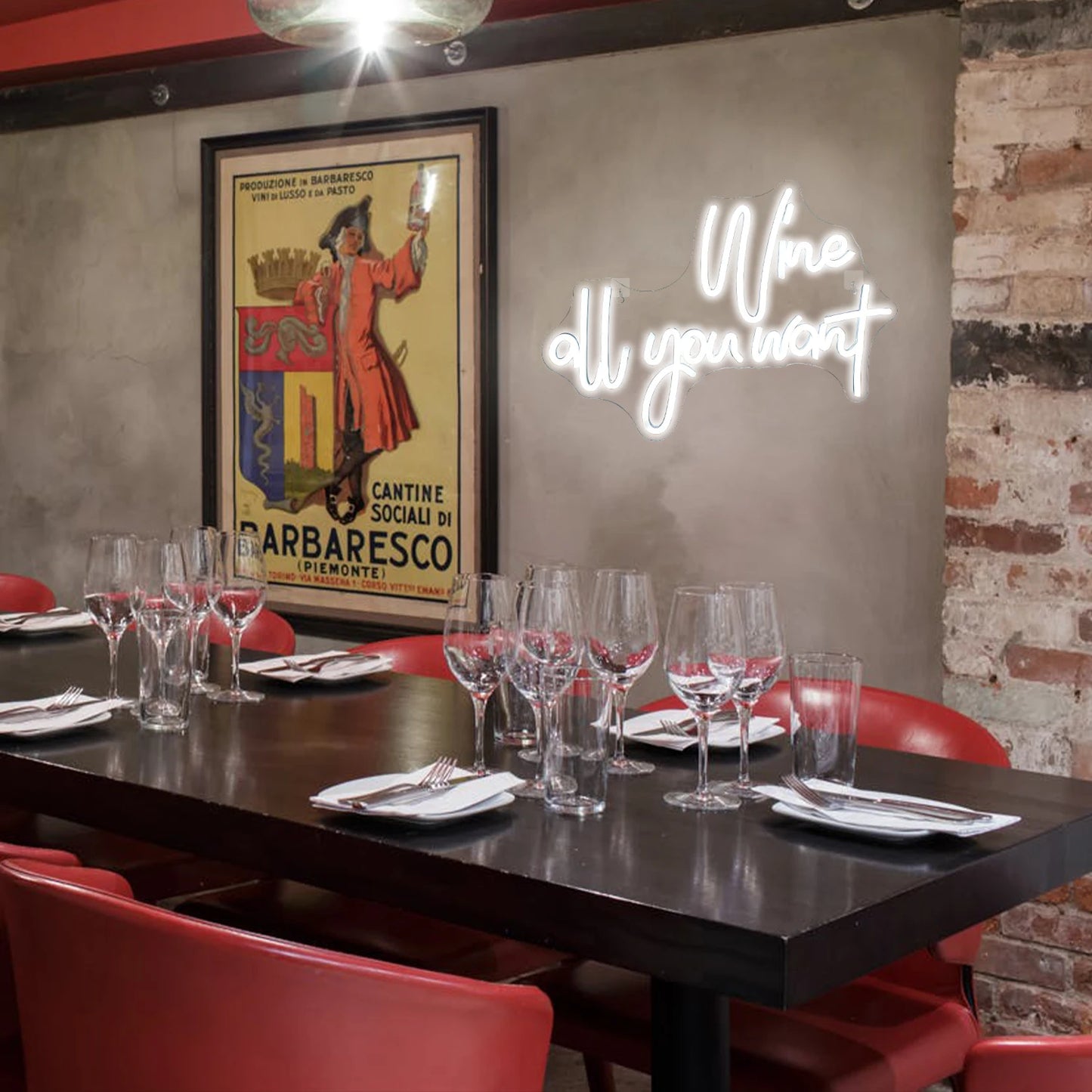 Letreiro de LED USB 5V "Wine All You Want" - Econômico