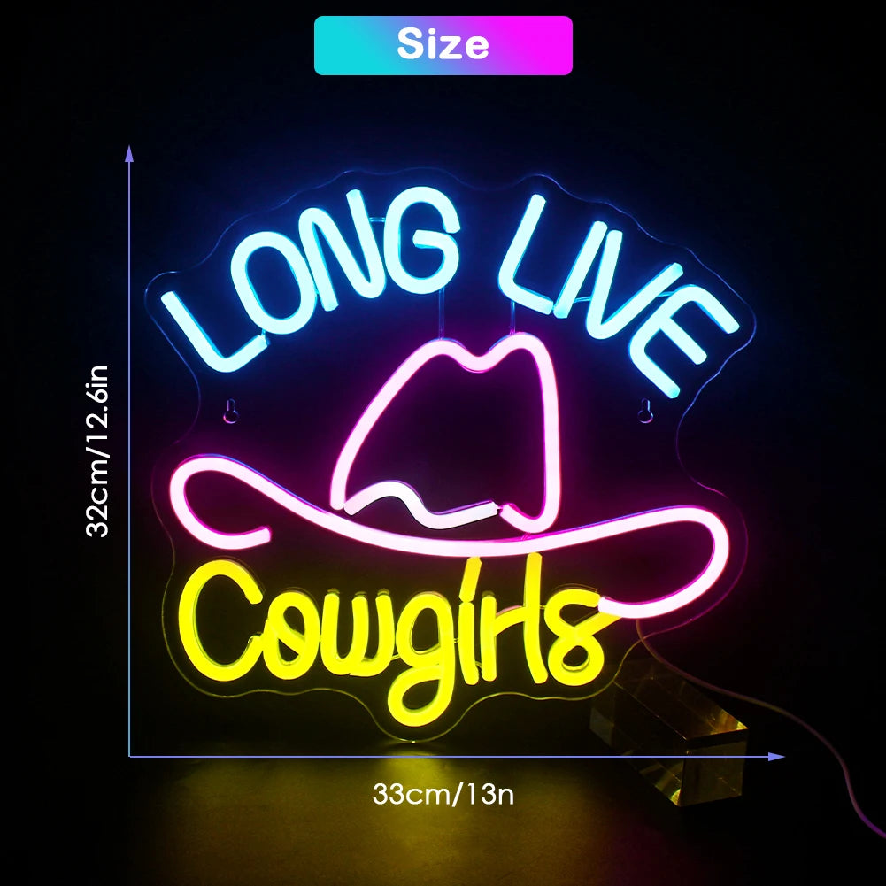 Viva as Cowgirls Letreiro de LED 5V USB - Econômico