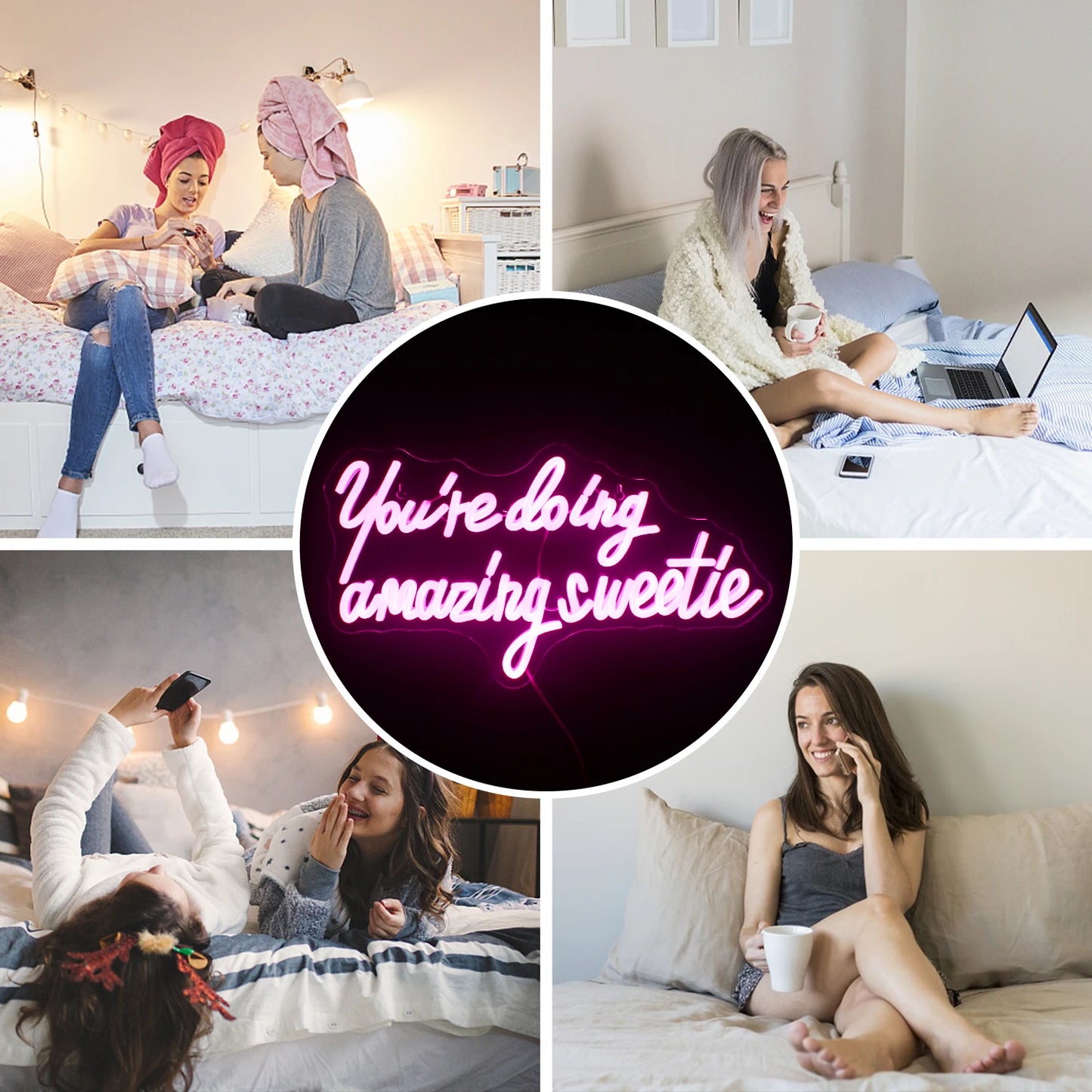 Letreiro de LED "You’re Doing Amazing Sweetie" 5V USB - Econômico