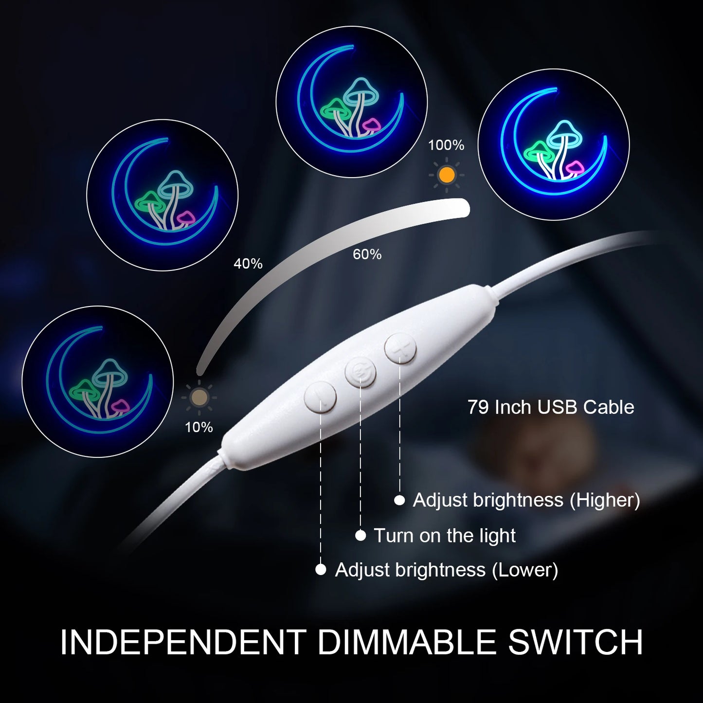 Placa de LED Cogumelo Lunar 5V USB - Econômica