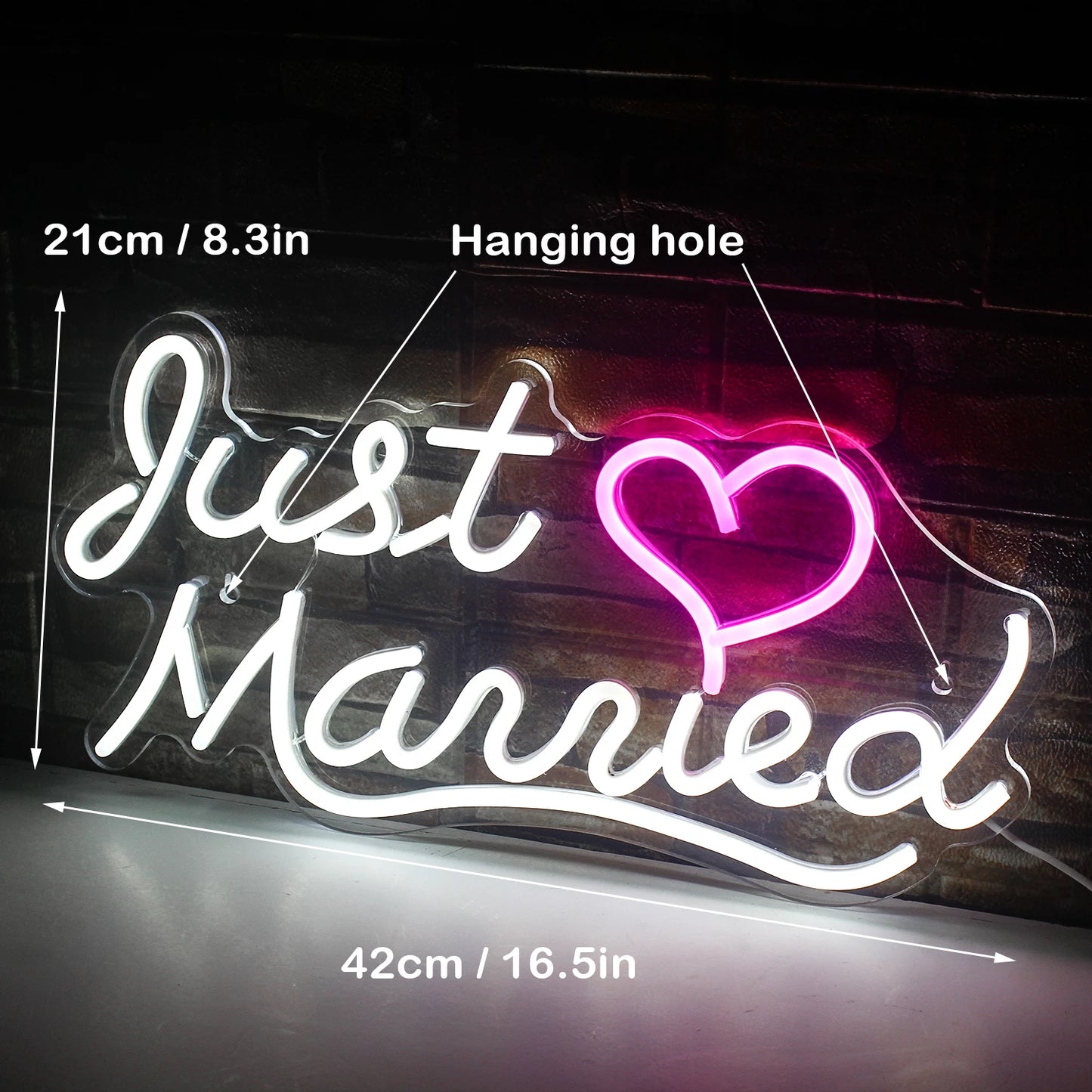 Letreiro de LED "Just Married" 5V USB - Econômico