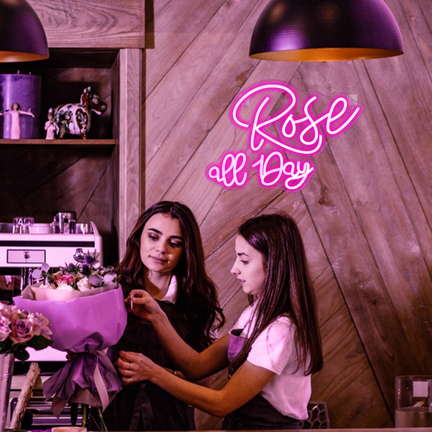 Letreiro de LED Rosa All Day 5V USB - Econômico