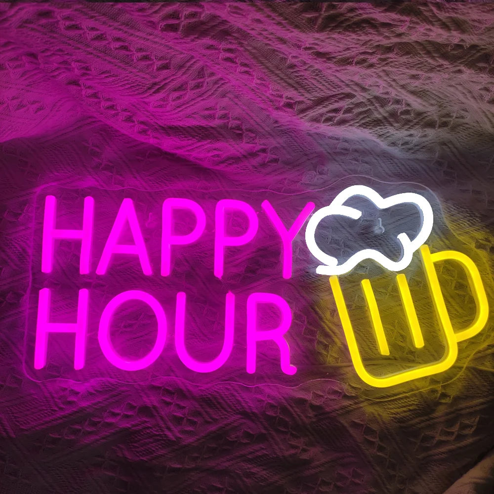Letreiro de LED USB 5V "Happy Hour" - Econômico