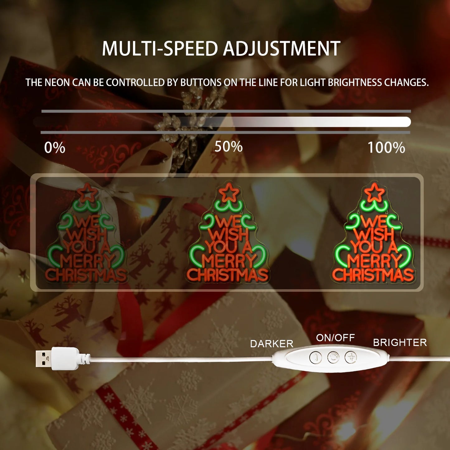 Desejamos a Você um Feliz Natal Letreiro de LED USB 5V - Econômico