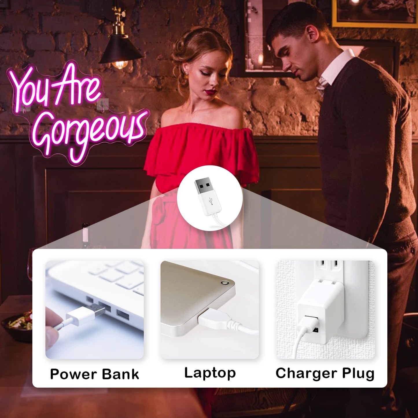 Você é Maravilhoso(a) Letreiro de LED USB 5V - Econômico