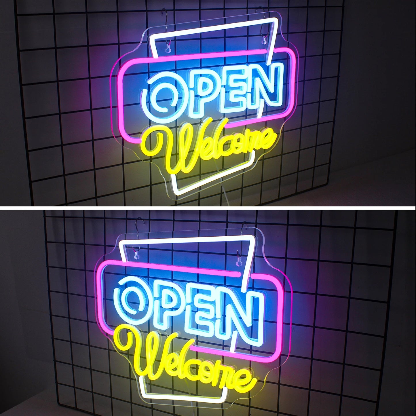 Letreiro de LED "Open Welcome" 5V USB - Econômico