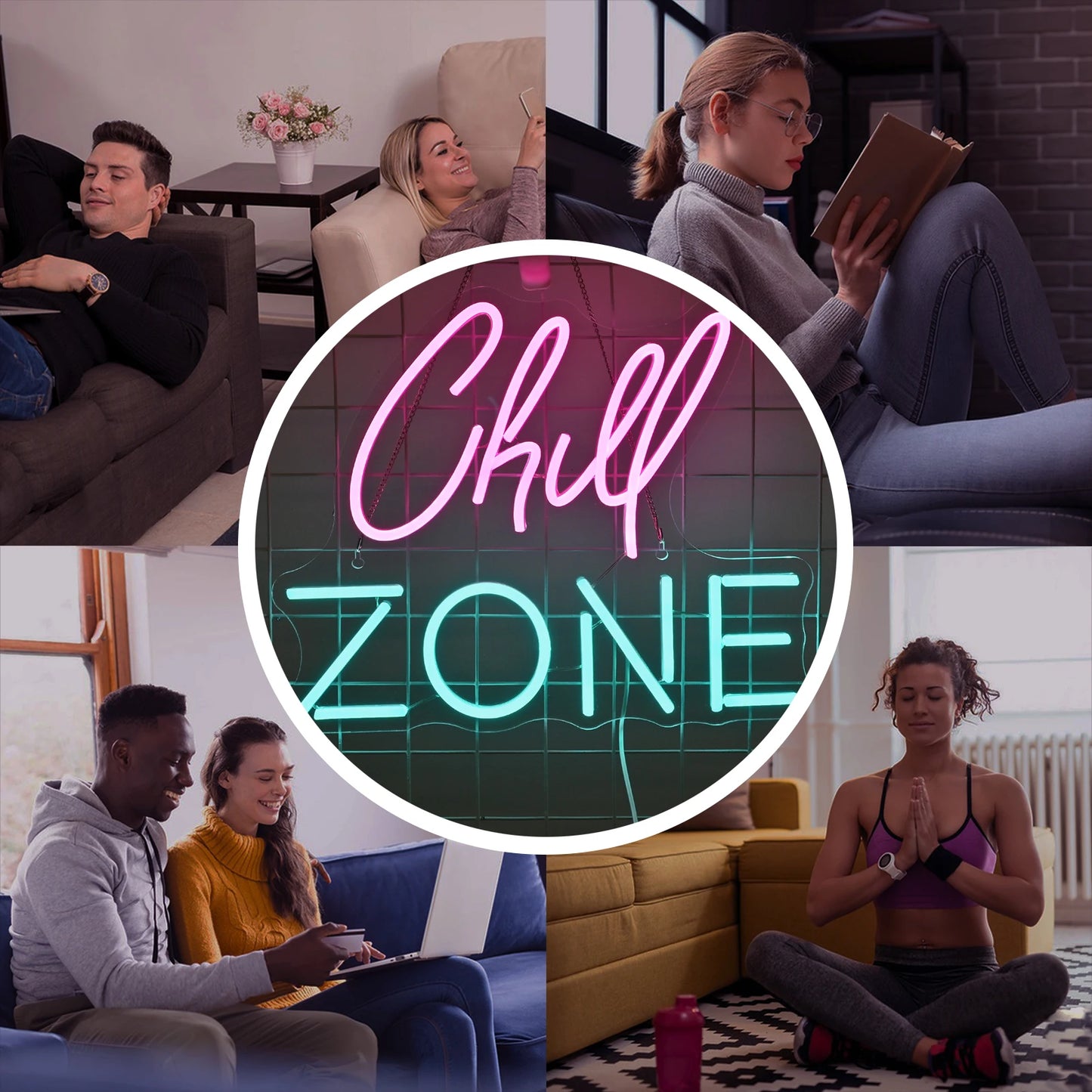 Letreiro de LED Chill Zone 5V USB - Econômico