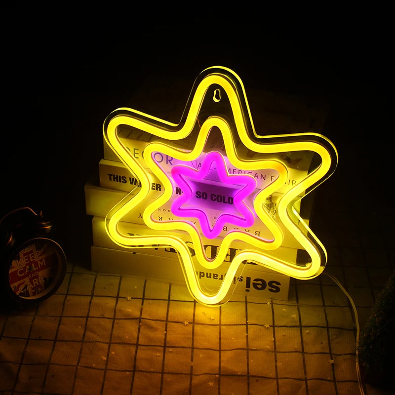 Letreiro de LED Hexagonal Estrela 5V USB - Econômico