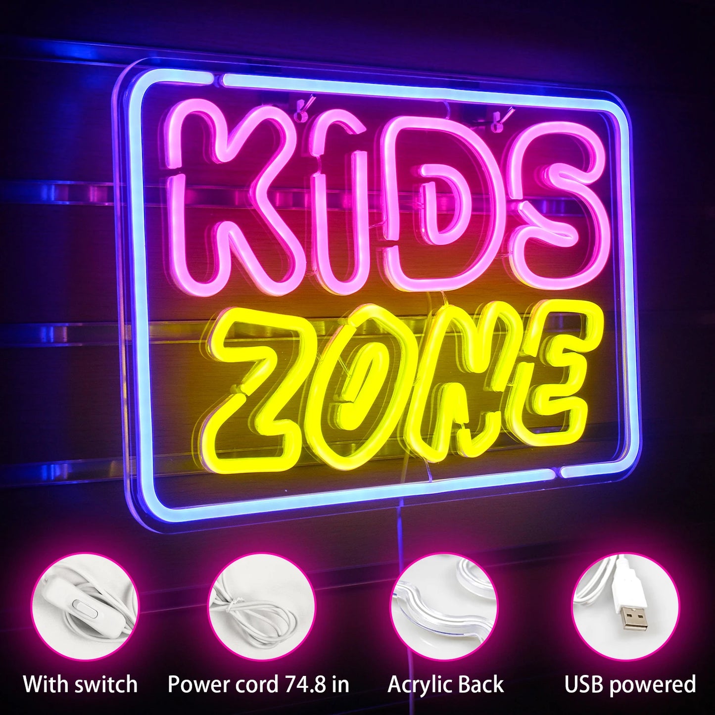Letreiro de LED Zona Infantil 5V USB - Econômico