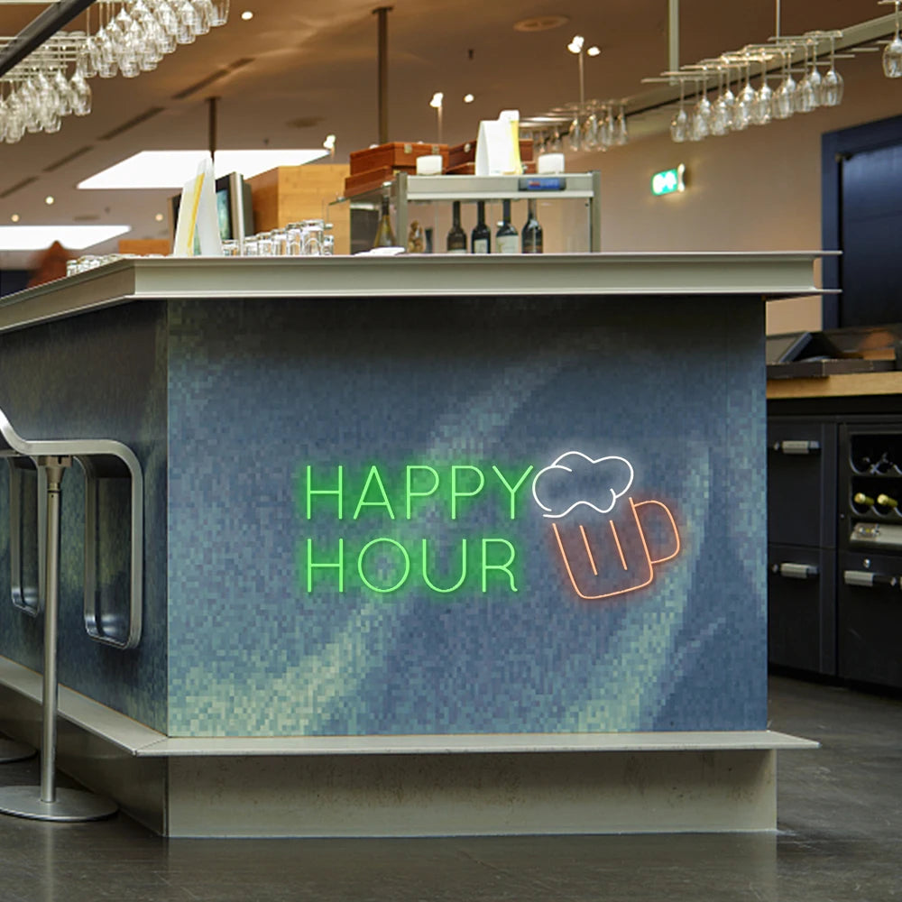Letreiro de LED USB 5V "Happy Hour" - Econômico