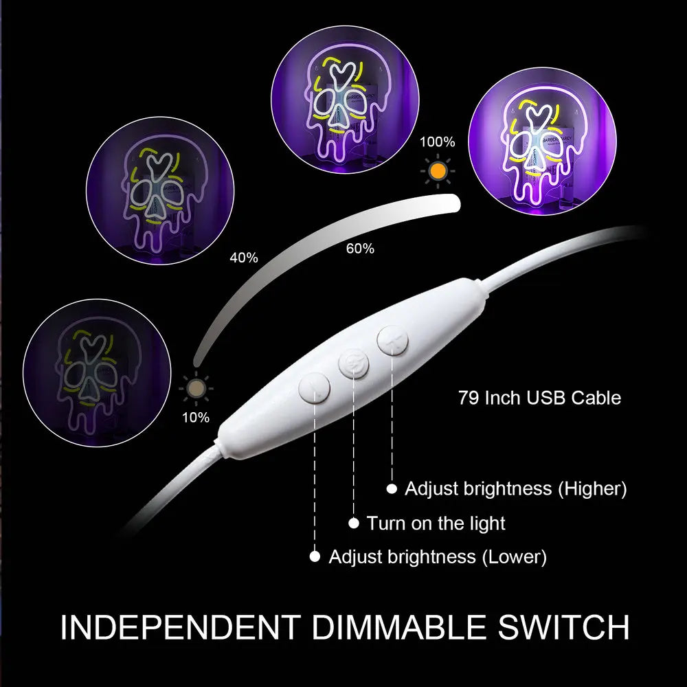 Esqueleto Roxo 5V USB Letreiro de LED - Econômico