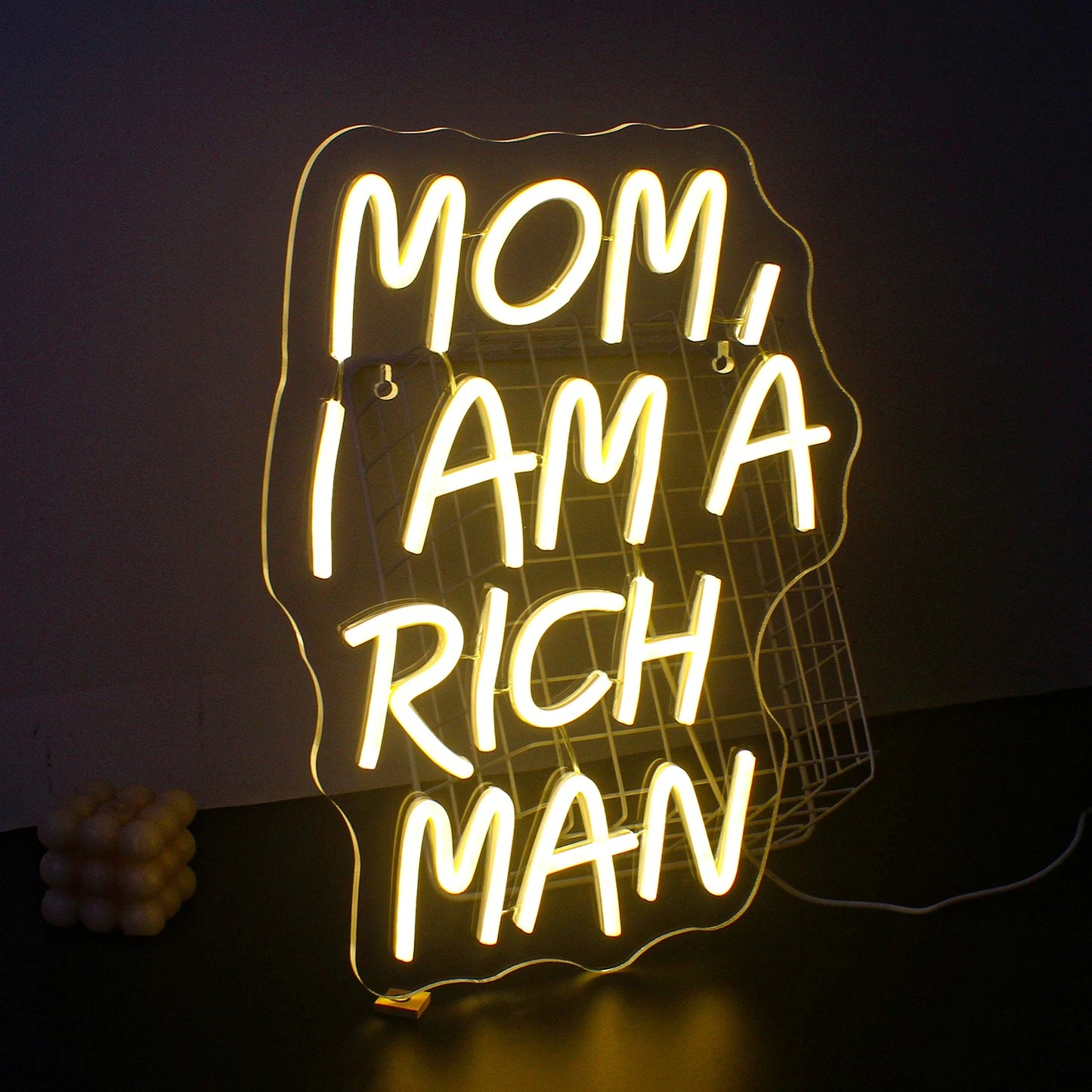 Letreiro de LED "Mamãe, Sou um Homem Rico" 5V USB - Econômico