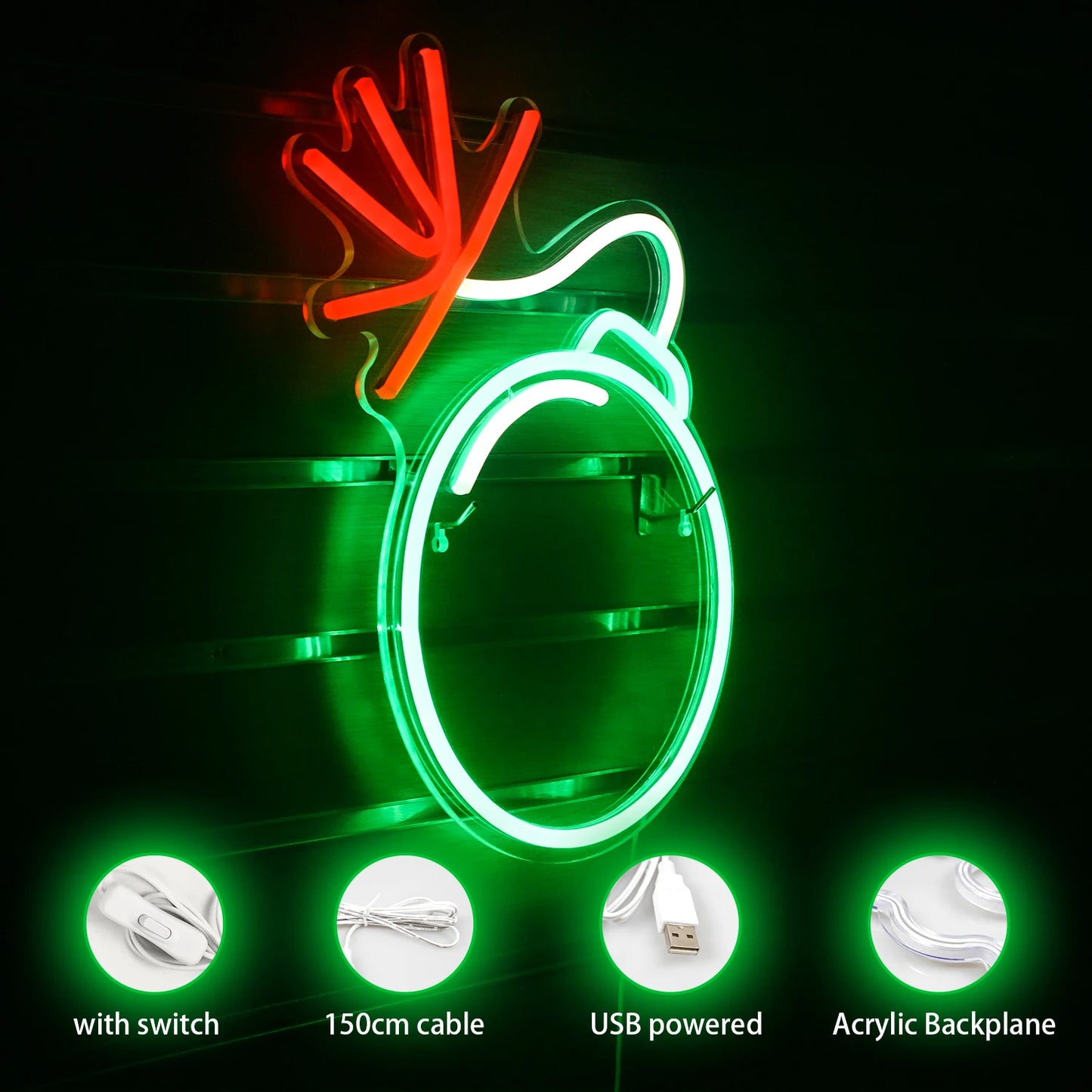 Letreiro de LED Verde 5V USB - Econômico