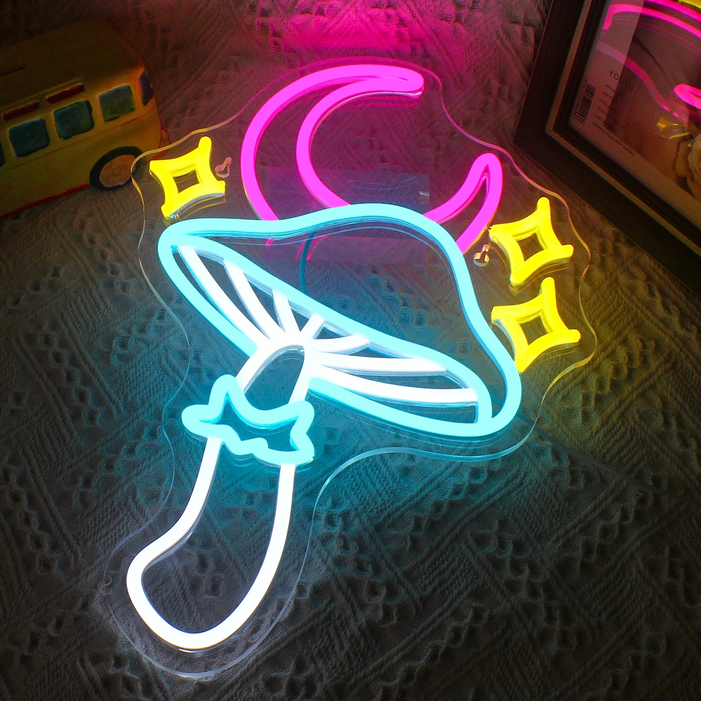 Letreiro de LED Estrela Lua Cogumelo 5V USB - Econômico