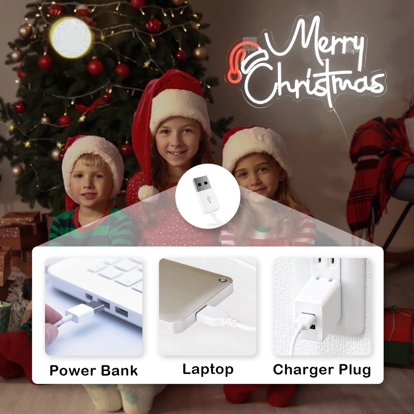 Decoração de Natal 5V USB Letreiro de LED - Econômico