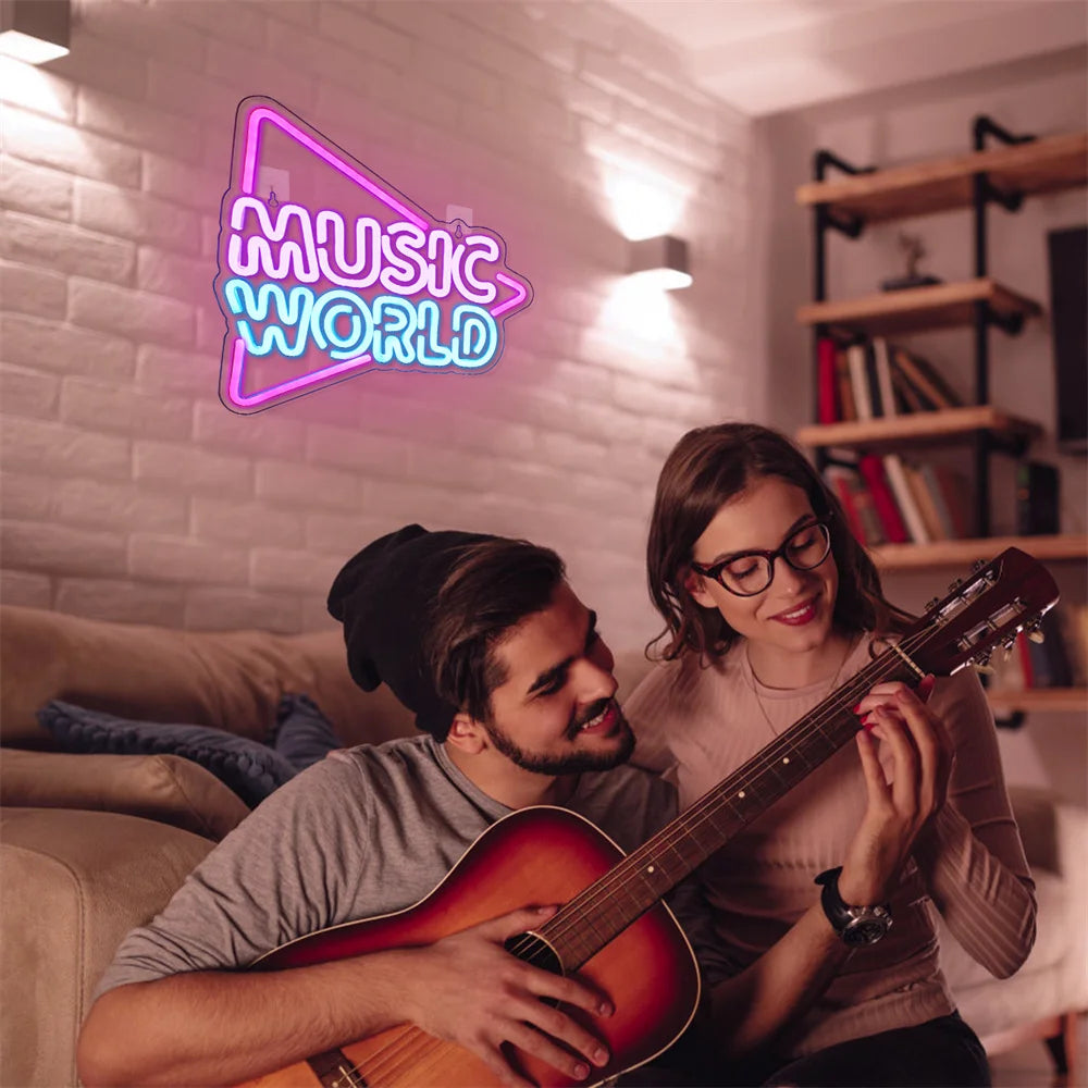Letreiro de LED Music World 5V USB - Econômico