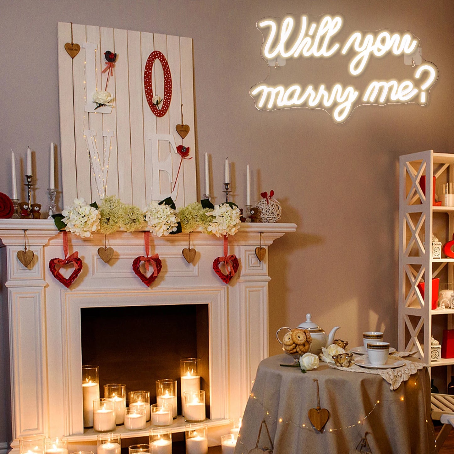 Letreiro de LED "Will You Marry Me" para Decoração de Pedido de Casamento - Econômico, 5V USB