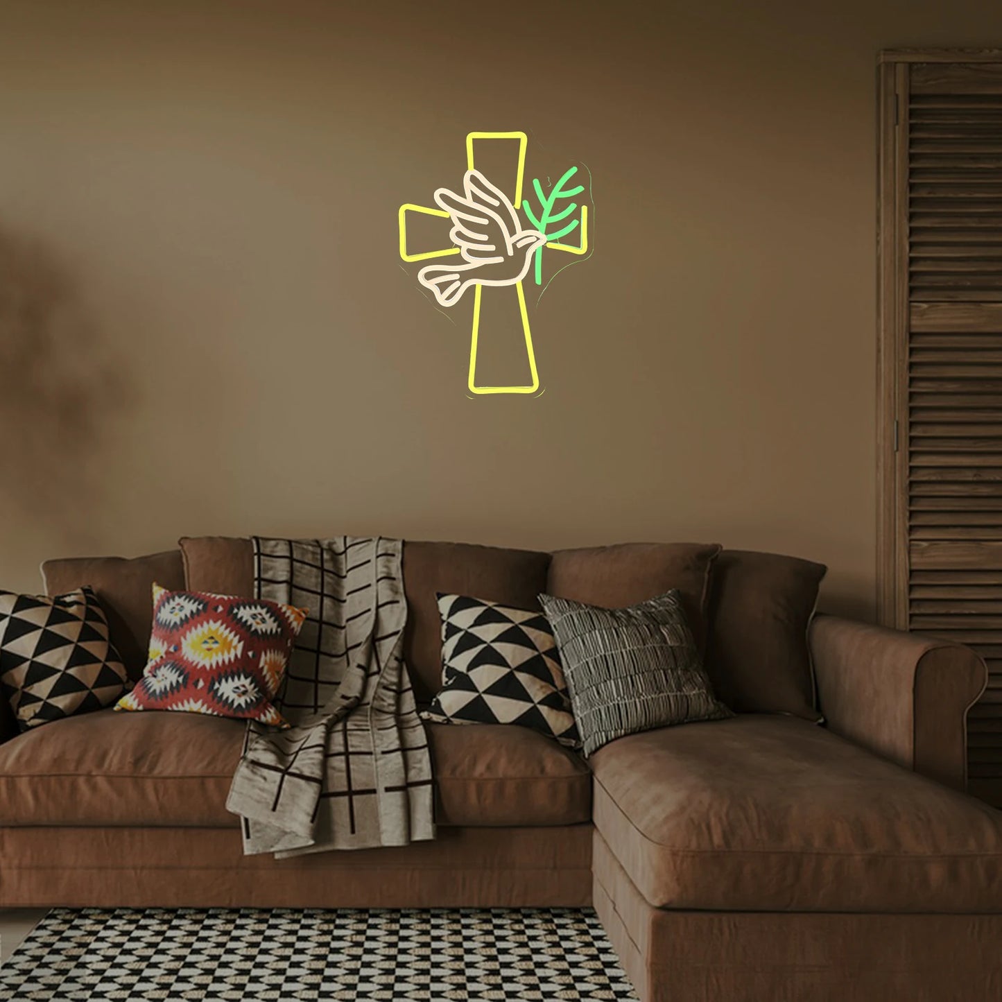 Cruz e Pomba da Paz 5V Letreiro de LED - Econômico