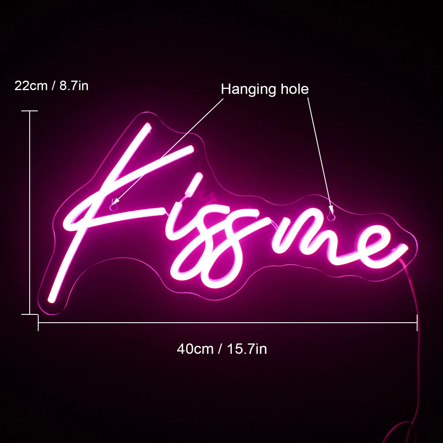 Letreiro de LED "Kiss Me" 5V USB - Econômico