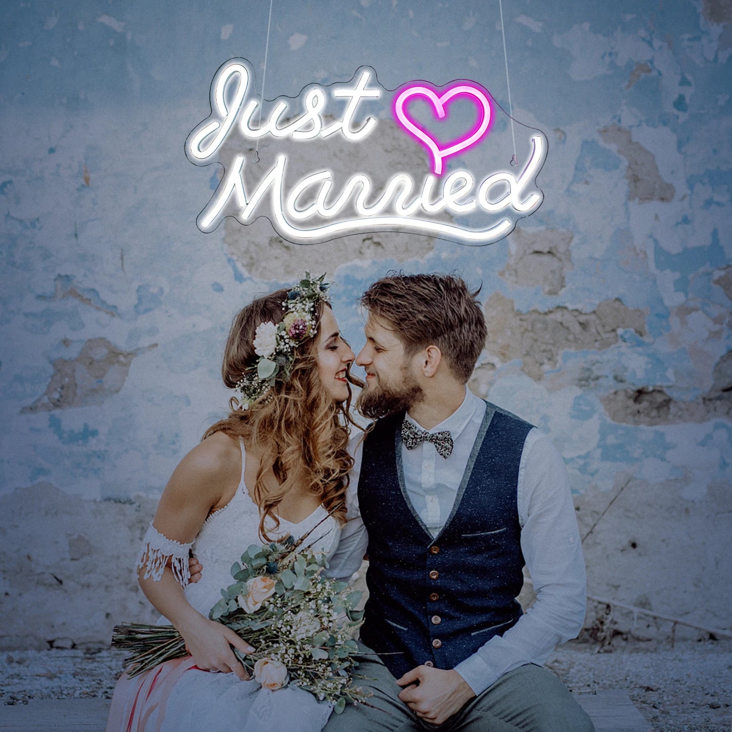 Letreiro de LED "Just Married" 5V USB - Econômico