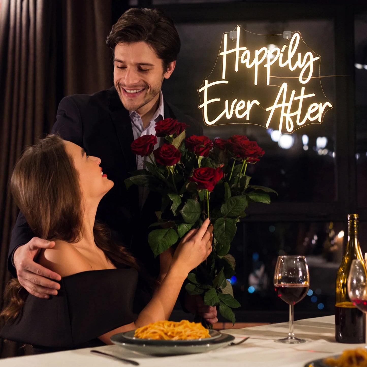 Letreiro de LED "Felizes Para Sempre" 5V USB - Econômico