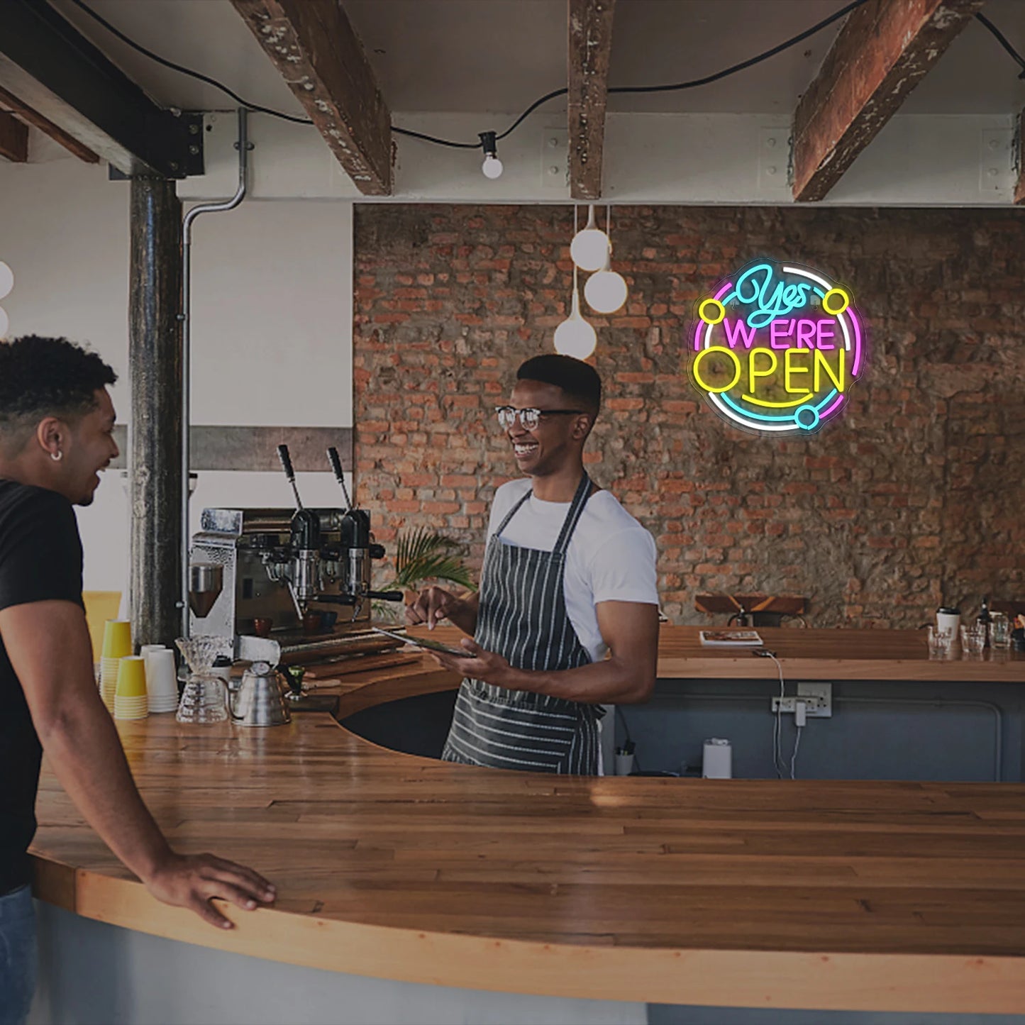 Sim, Estamos Abertos Letreiro de LED Luz Neon Aberta para Decoração de Parede Alimentado por USB para Loja Restaurante Bar Festa Decorativa Placas Abertas