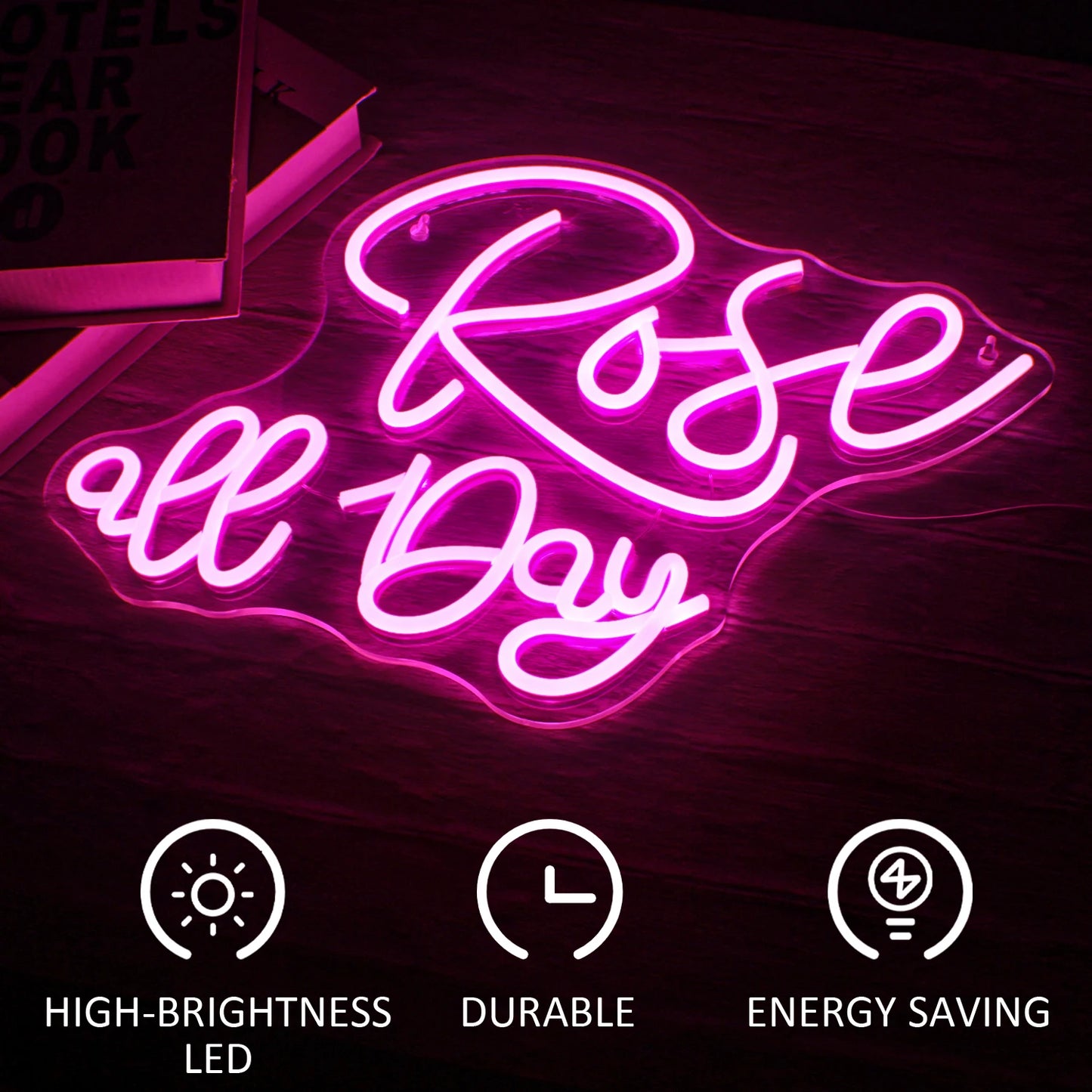 Letreiro de LED Rosa All Day 5V USB - Econômico