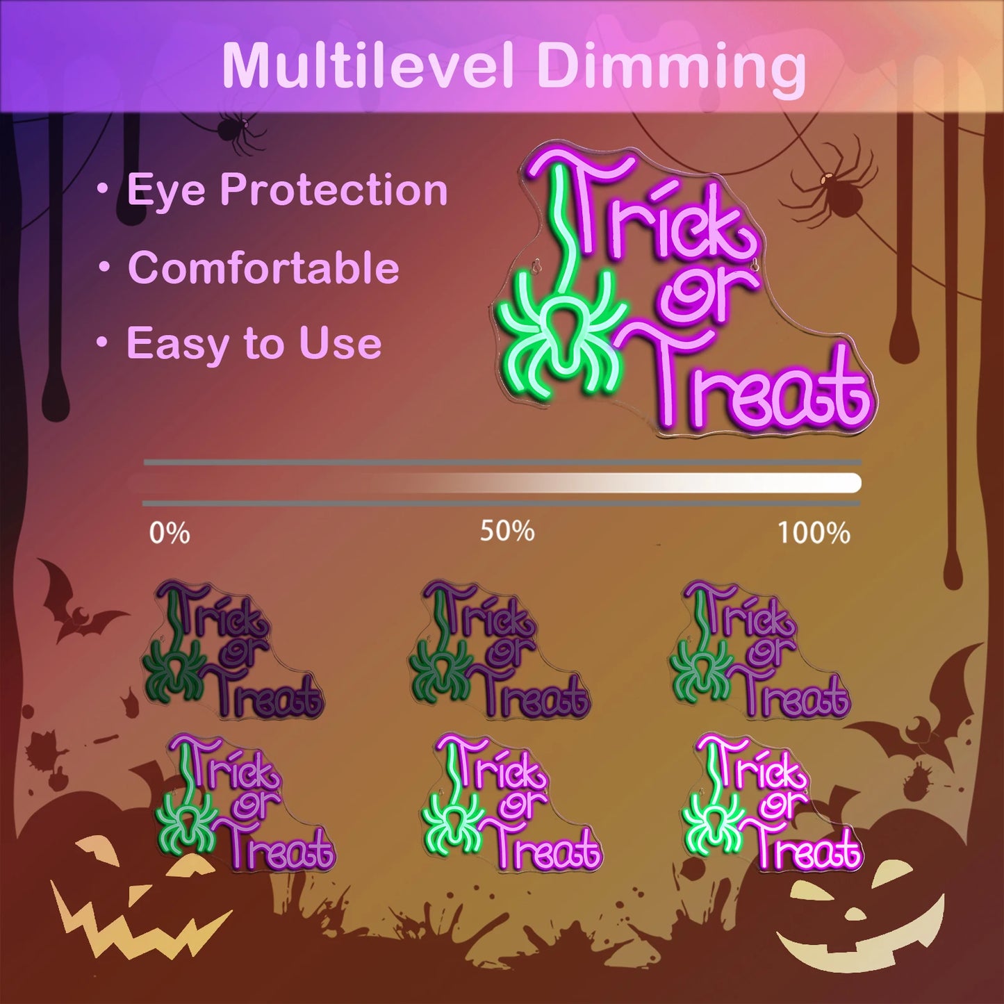 Placa de LED Aranha Trick Or Treat 5V USB - Econômica