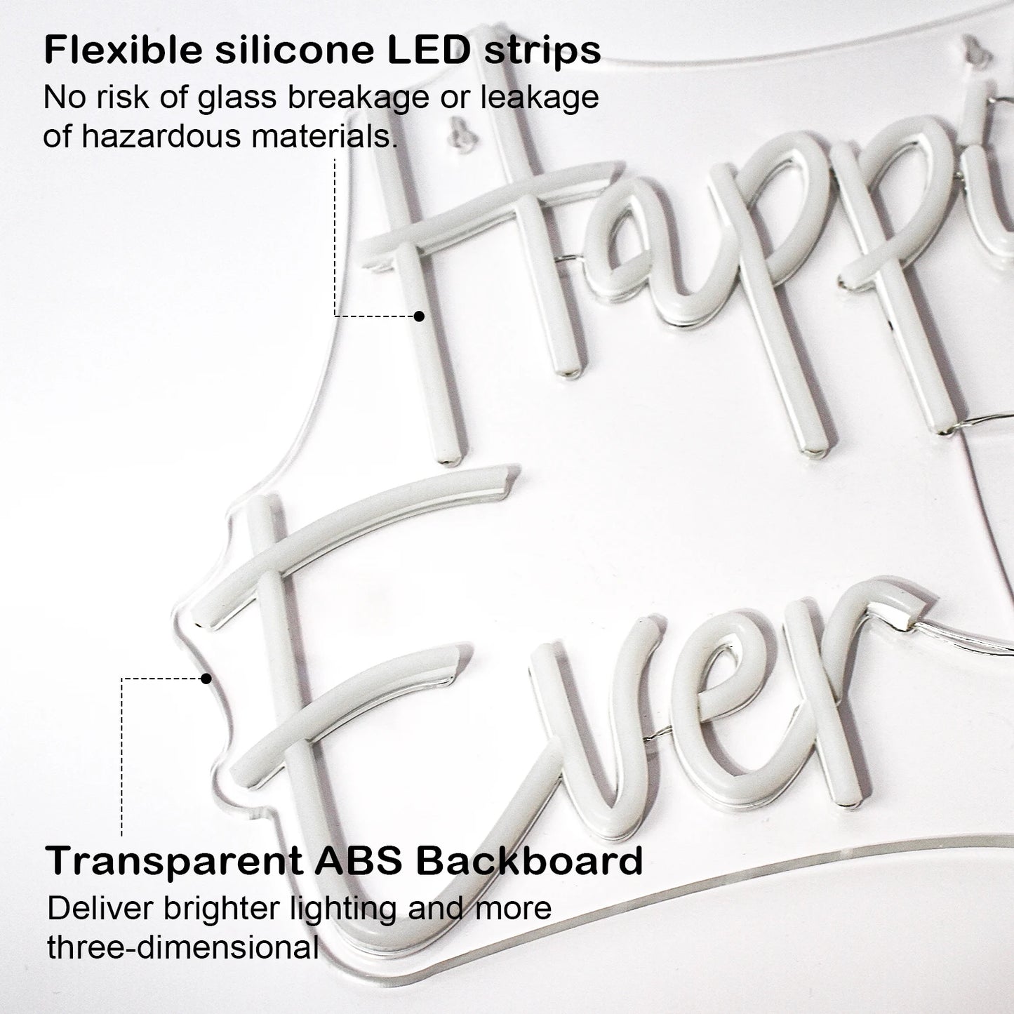 Letreiro de LED "Felizes Para Sempre" 5V USB - Econômico