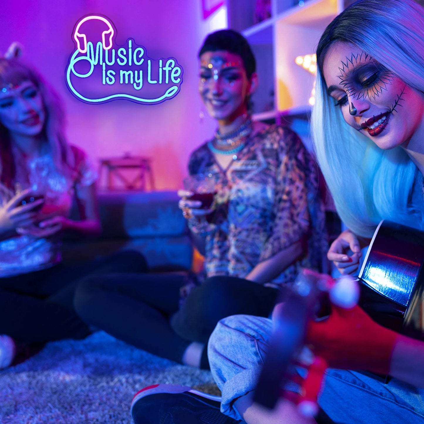 A Música é Minha Vida 5V USB Letreiro de LED - Econômico